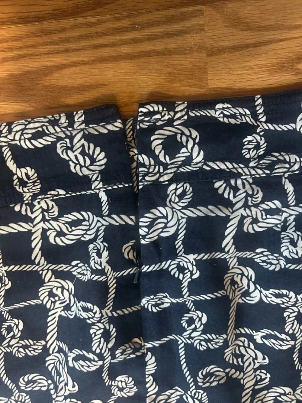 Talbots Navy Blue White Nautical Rope Print Canvas Skirt 16